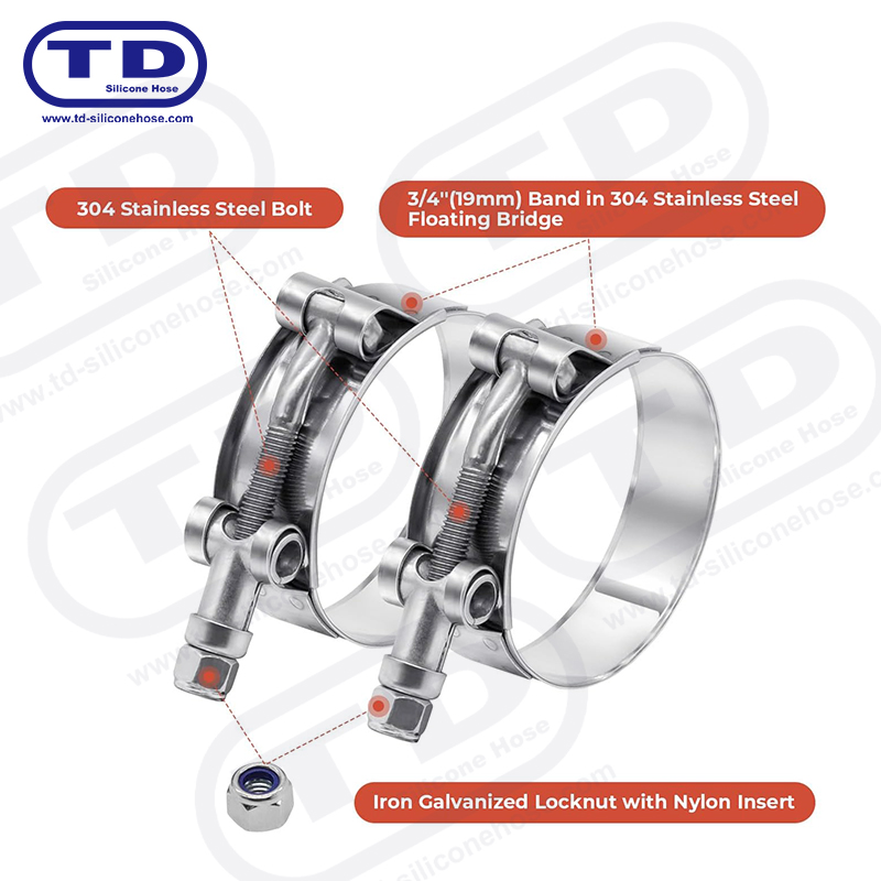 گیره شیلنگ سیلیکون T-Bolt با کار سنگین
