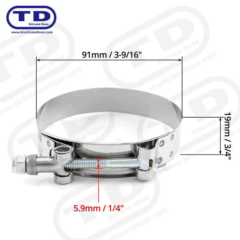 گیره شیلنگ سیلیکون T-Bolt با کار سنگین